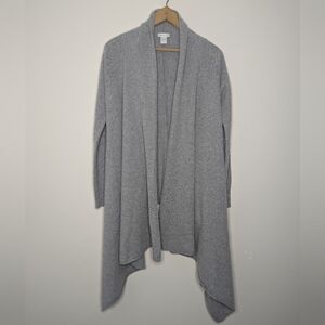 Garnet Hill Women's Small 100% Cashmere Gray Waterfall Cardigan Sweater
